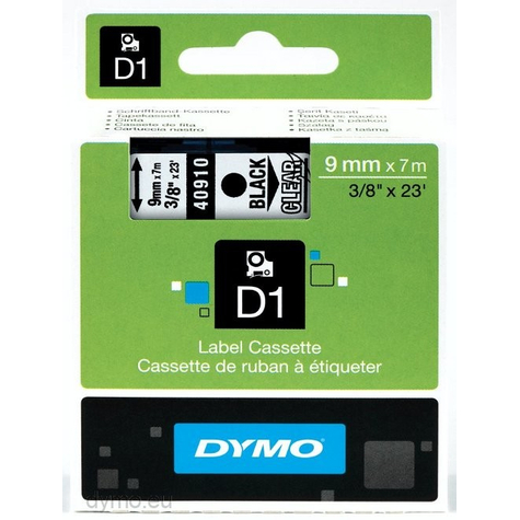 Dymo ruban d1 standard noir sur transparent polyester  -18 90 °c dymo labelmanager labelwriter 450 duo boîte