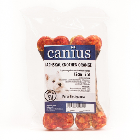 Canius snacks, saumon à mâcher orange 12cm 2 pièces