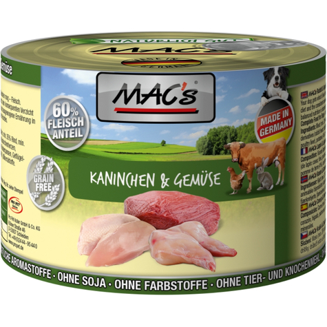 Mac´S,Macs Dog Kaninchen+Gemüs 200gd