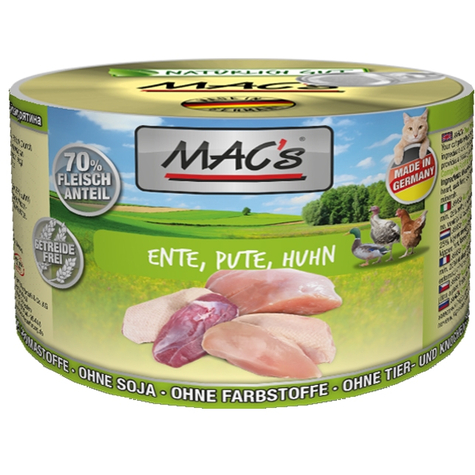 Mac's,Macs Cat Duck-Turkey-Chicken 200gd