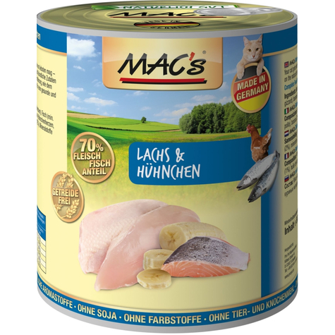 Mac's, macs cat saumon + poulet 800 gd