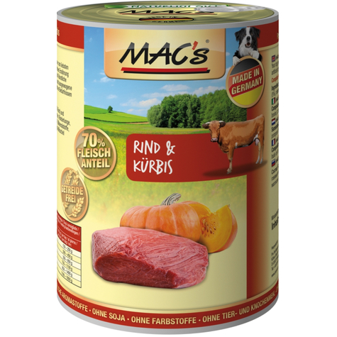Mac's,Macs Dog Beef+Pumpkin 400 G D