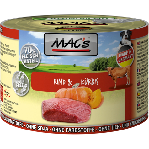 Mac's,Macs Dog Beef + Pumpkin 200gd