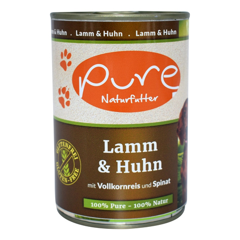 Pure Naturfutter,Pure Dog Lamm+Huhn Glufr 400gd