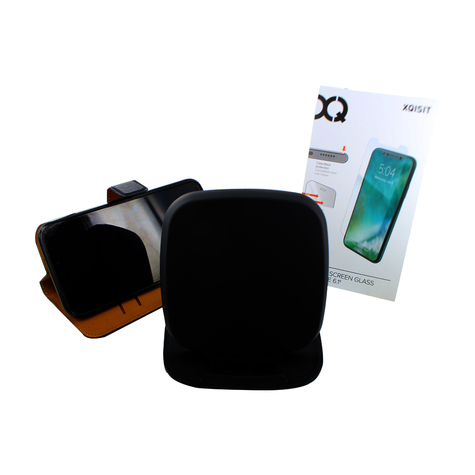 Xqisit Premium Pack  Iphone X, Xs  Book Case + Tempered Glas + Wireless Pad Tasche Schutzglas Wallet