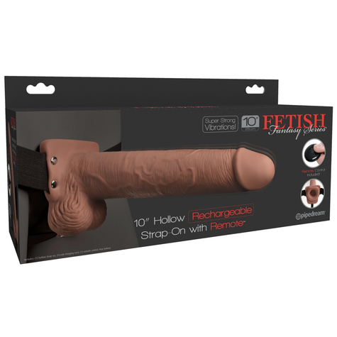 10" hollow rechargeable strap-on with remote
