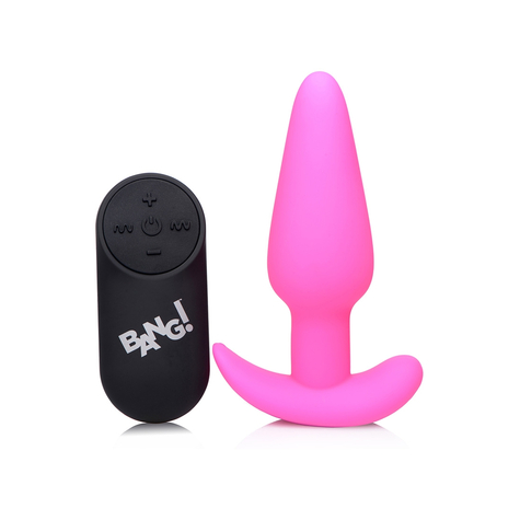 21x Vibrating Silicone Butt Plug With Remote Control  Pink