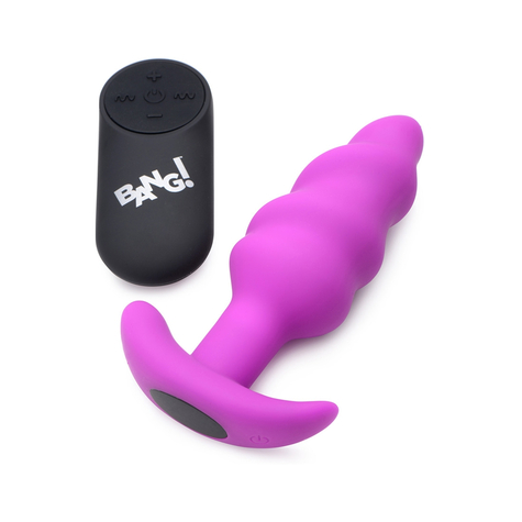 21x Vibrating Silicone Swirl Butt Plug W/ Remote  Purple