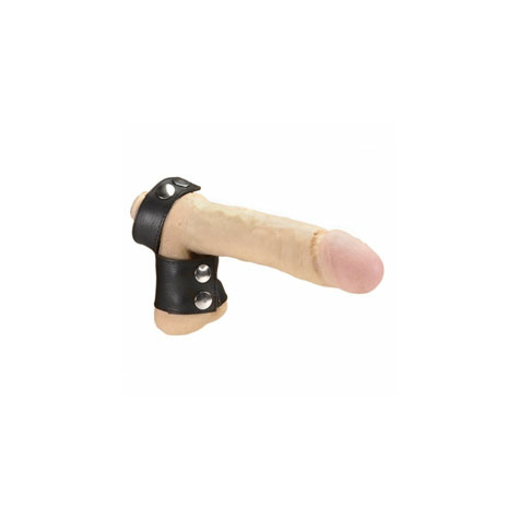 Penisringe : Leather Cock Ring With Ball Clip