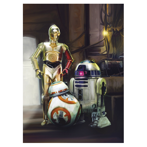 Papier Fototapete - Star Wars Three Droids - Größe 184 X 254 Cm