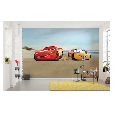 Papier peint photo - cars beach race - dimensions 368 x 254 cm