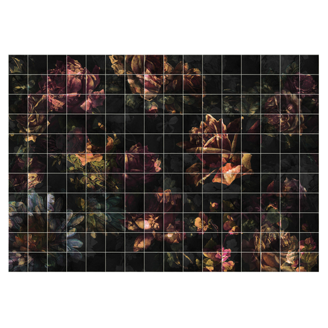 Vlies Fototapete - Tiles Flowers - Größe 400 X 280 Cm