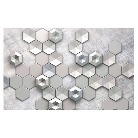 Papier peint photo - hexagon concrete - dimensions 400 x 250 cm