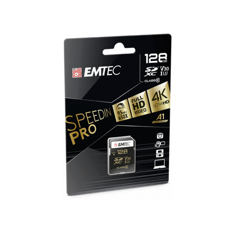 Emtec sdxc 128gb speedin pro cl10 95mb/s fullhd 4k ultrahd