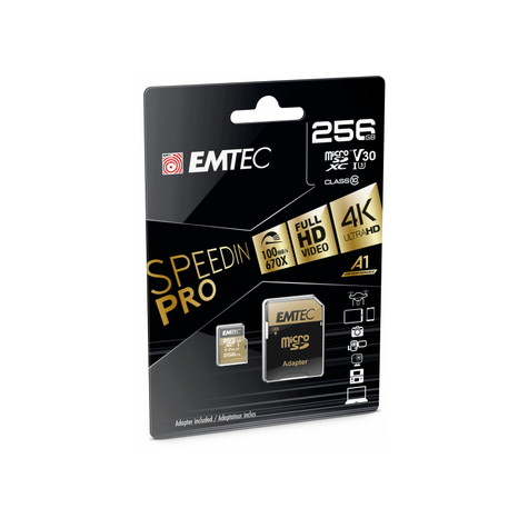Emtec microsdxc 256gb speedin pro cl10 100mb/s fullhd 4k ultrahd